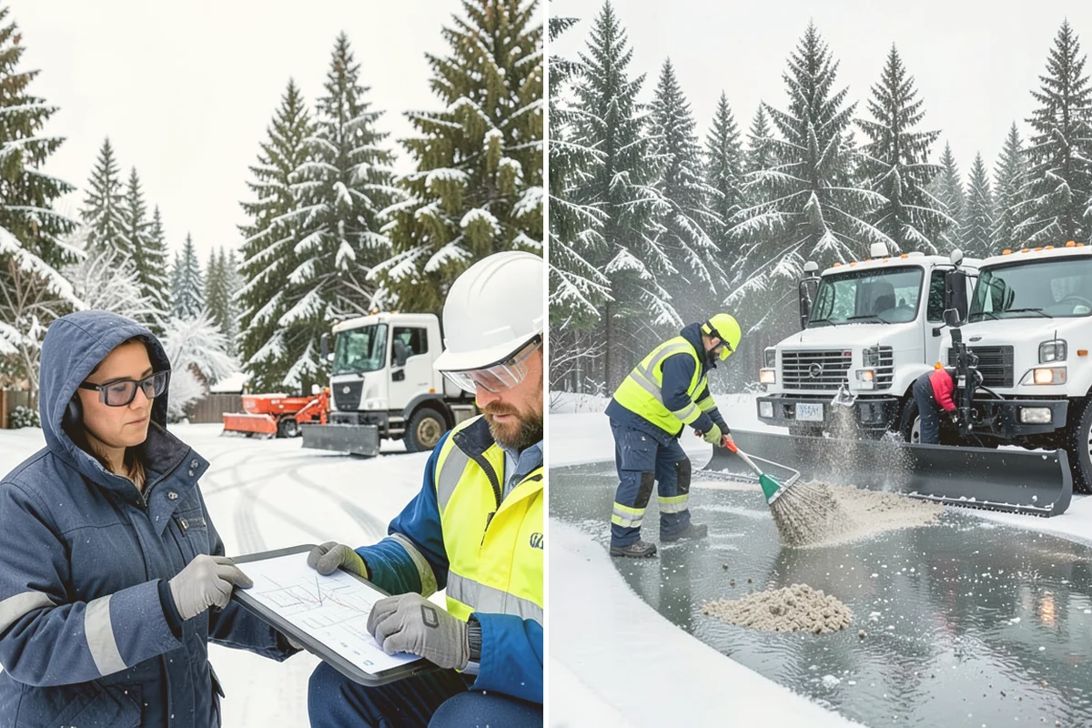 Stair Snow Removal in Kirkland, King County, WA - Clear the top landing to create safe standing room