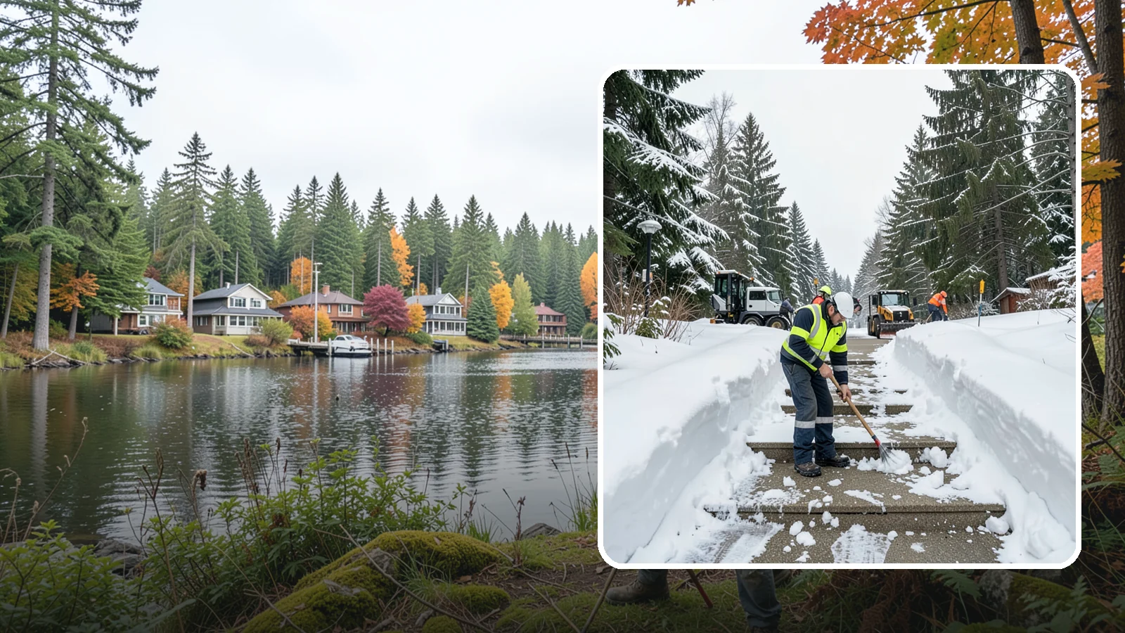 Stair Snow Removal in La Conner, Skagit County, WA - We clear exterior stairs tread by tread so every step is safe underfoot after a snowfall.