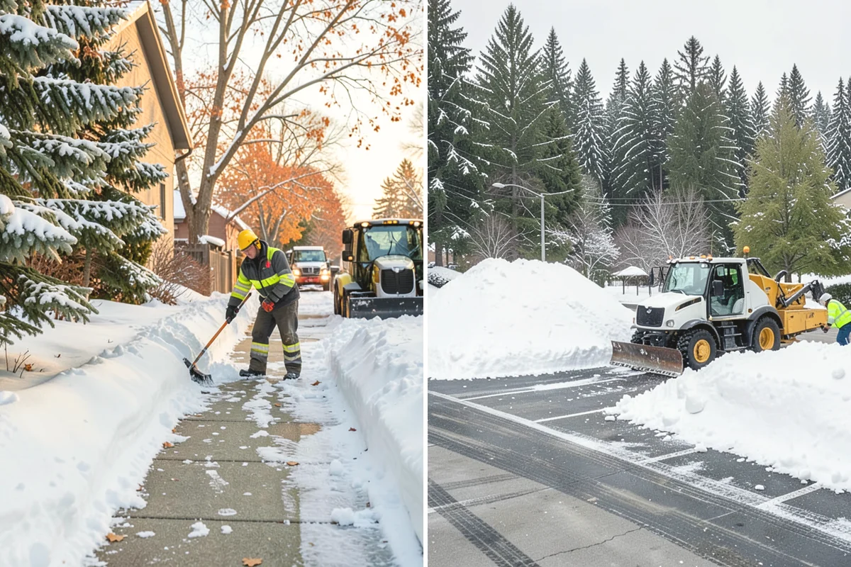 Stair Snow Removal in La Conner, Skagit County, WA - Clear the top landing to create safe standing room