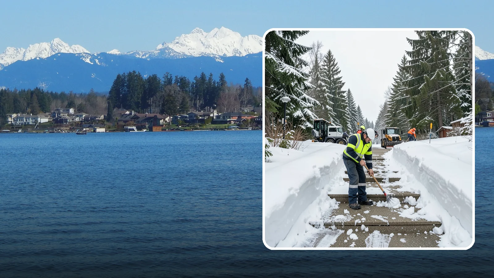 Stair Snow Removal in Lake Stevens, Snohomish County, WA - We clear exterior stairs tread by tread so every step is safe underfoot after a snowfall.