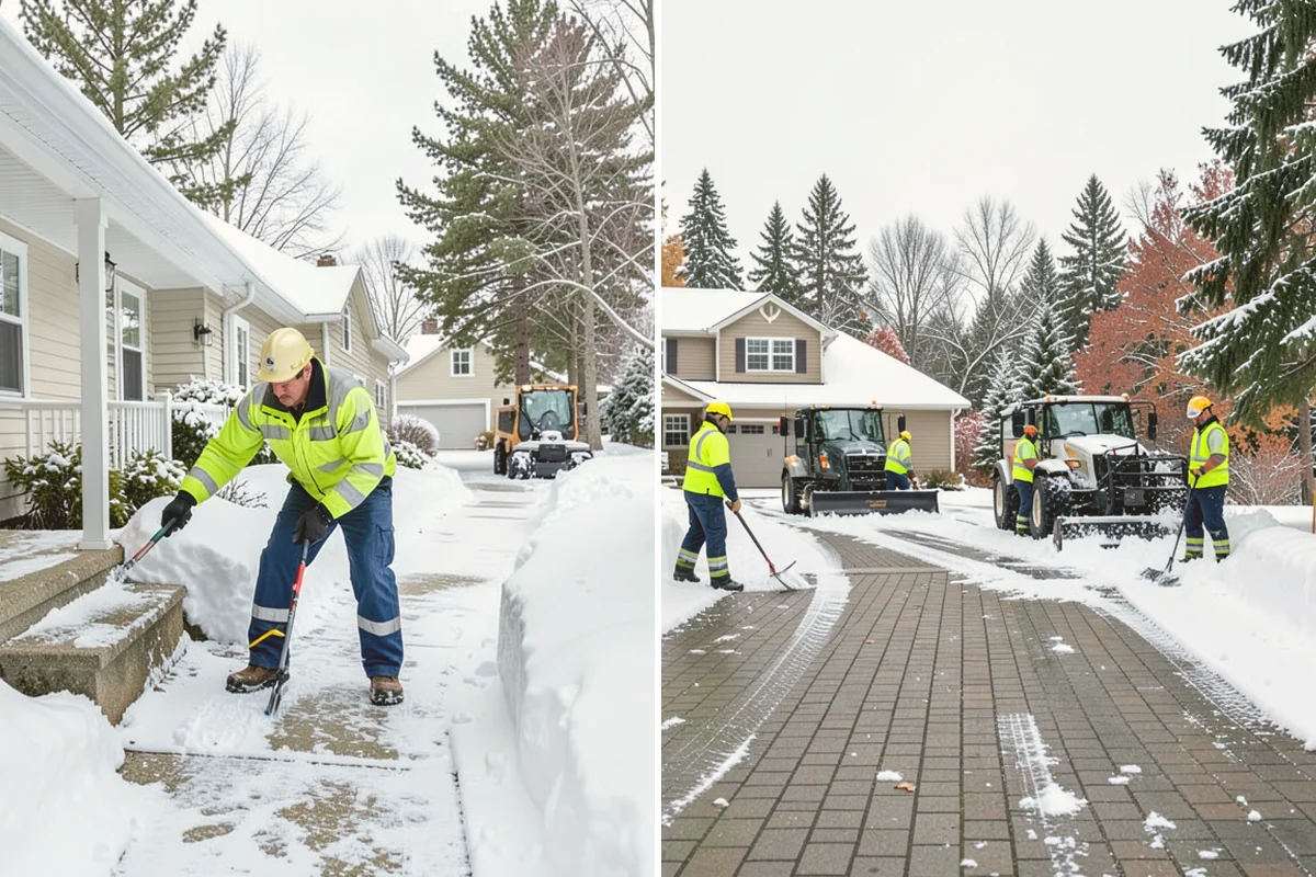 Stair Snow Removal in Lynnwood, Snohomish County, WA - Clear the top landing to create safe standing room