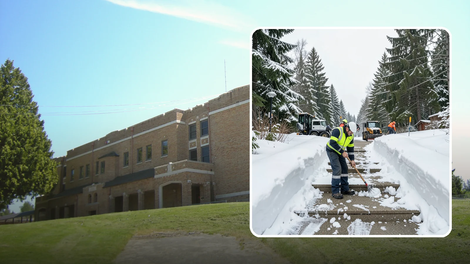 Stair Snow Removal in Maple Valley, King County, WA - We clear exterior stairs tread by tread so every step is safe underfoot after a snowfall.
