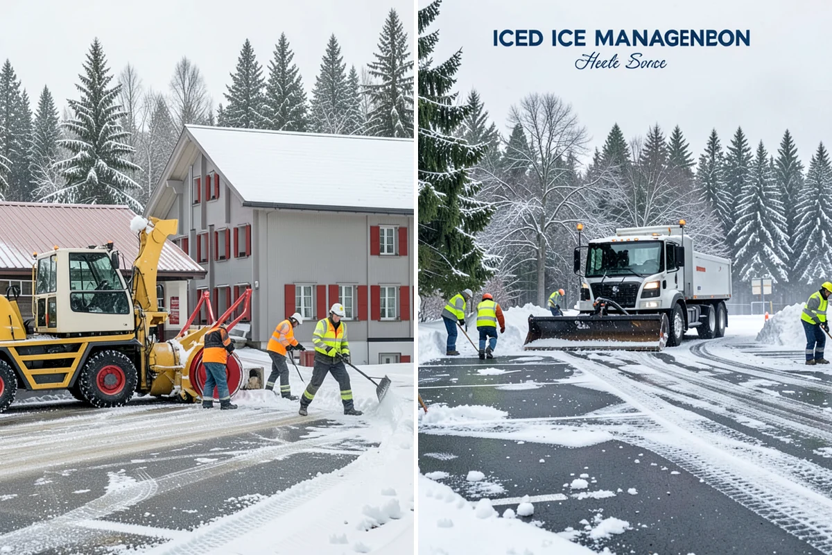 Stair Snow Removal in Maple Valley, King County, WA - Clear the top landing to create safe standing room