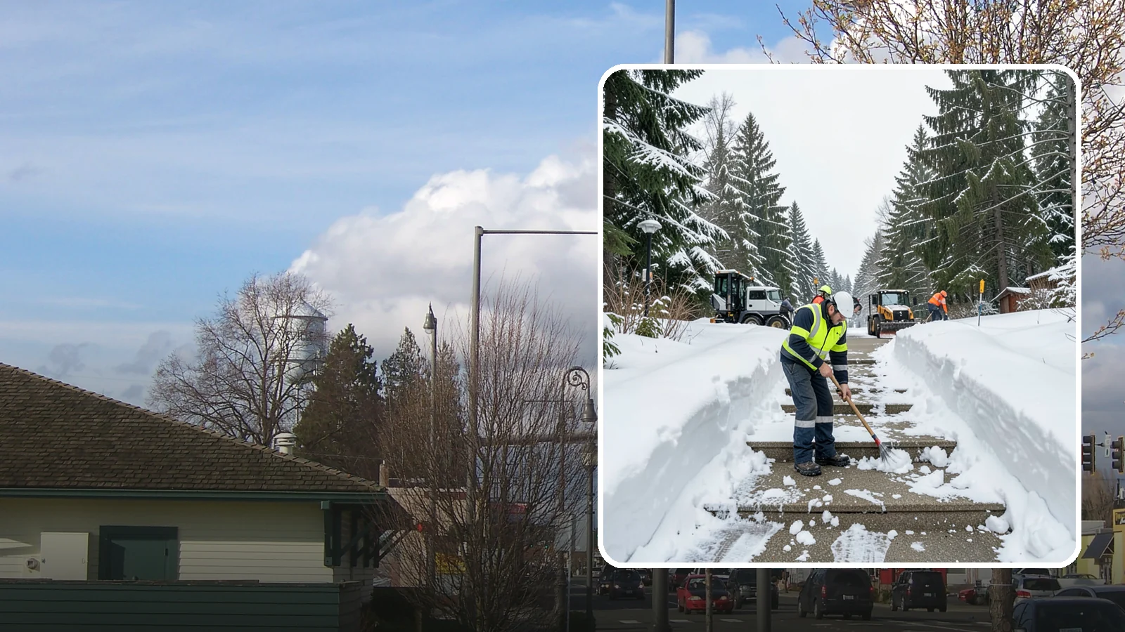 Stair Snow Removal in Marysville, Snohomish County, WA - We clear exterior stairs tread by tread so every step is safe underfoot after a snowfall.
