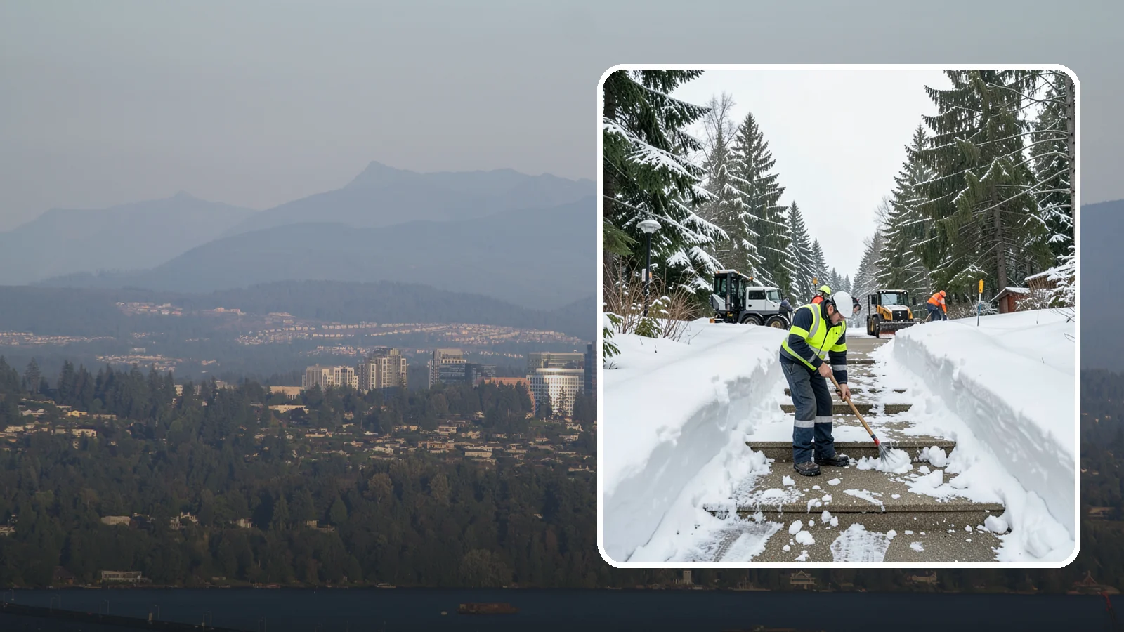Stair Snow Removal in Medina, King County, WA - We clear exterior stairs tread by tread so every step is safe underfoot after a snowfall.