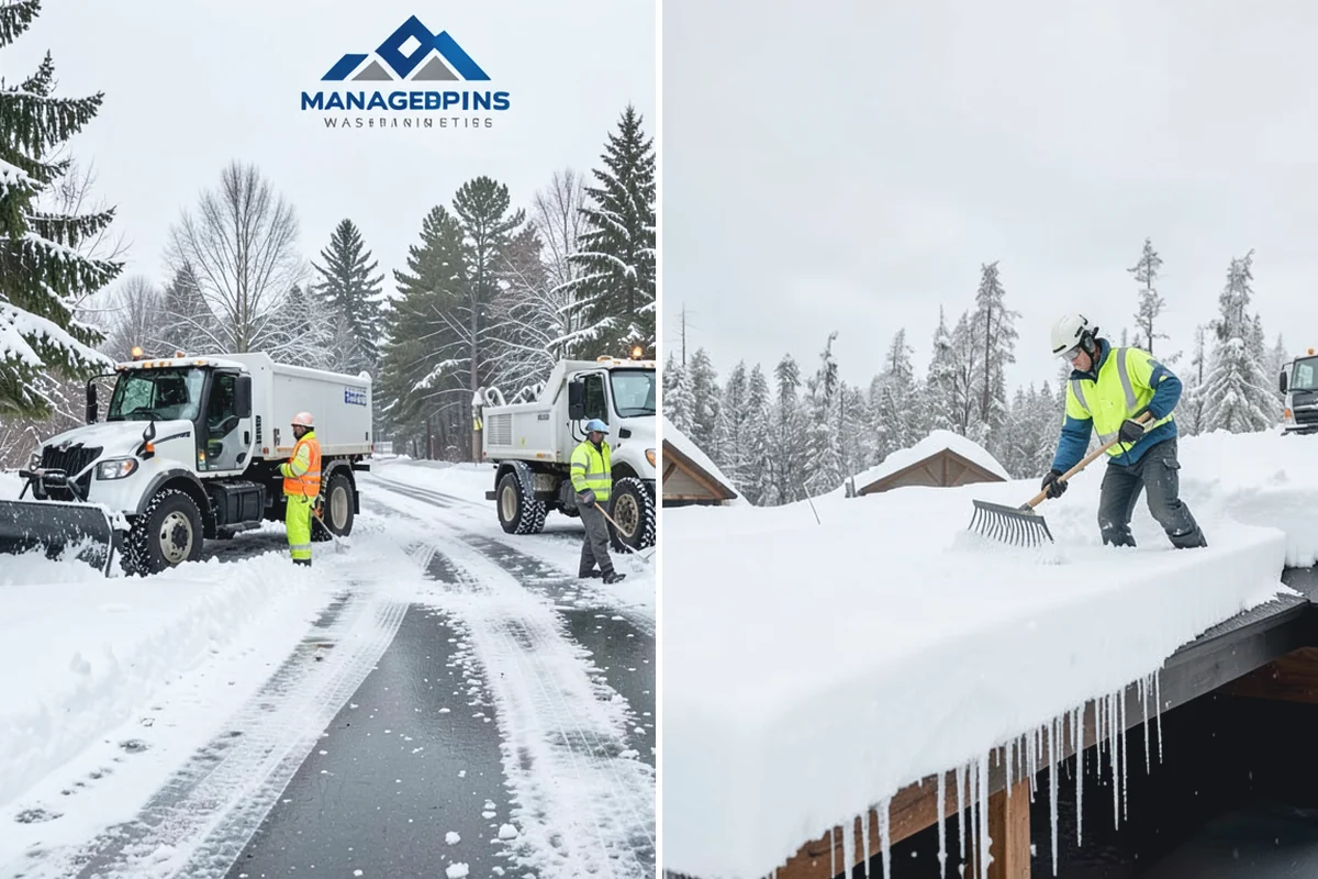 Stair Snow Removal in Medina, King County, WA - Clear the top landing to create safe standing room