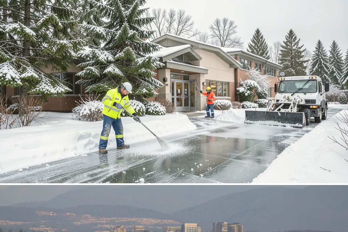 Stair Snow Removal in Medina, King County, WA - Stairs demand clearing from the first snowfall through late-winter mornings when melt refreezes into invisible glaze on each...