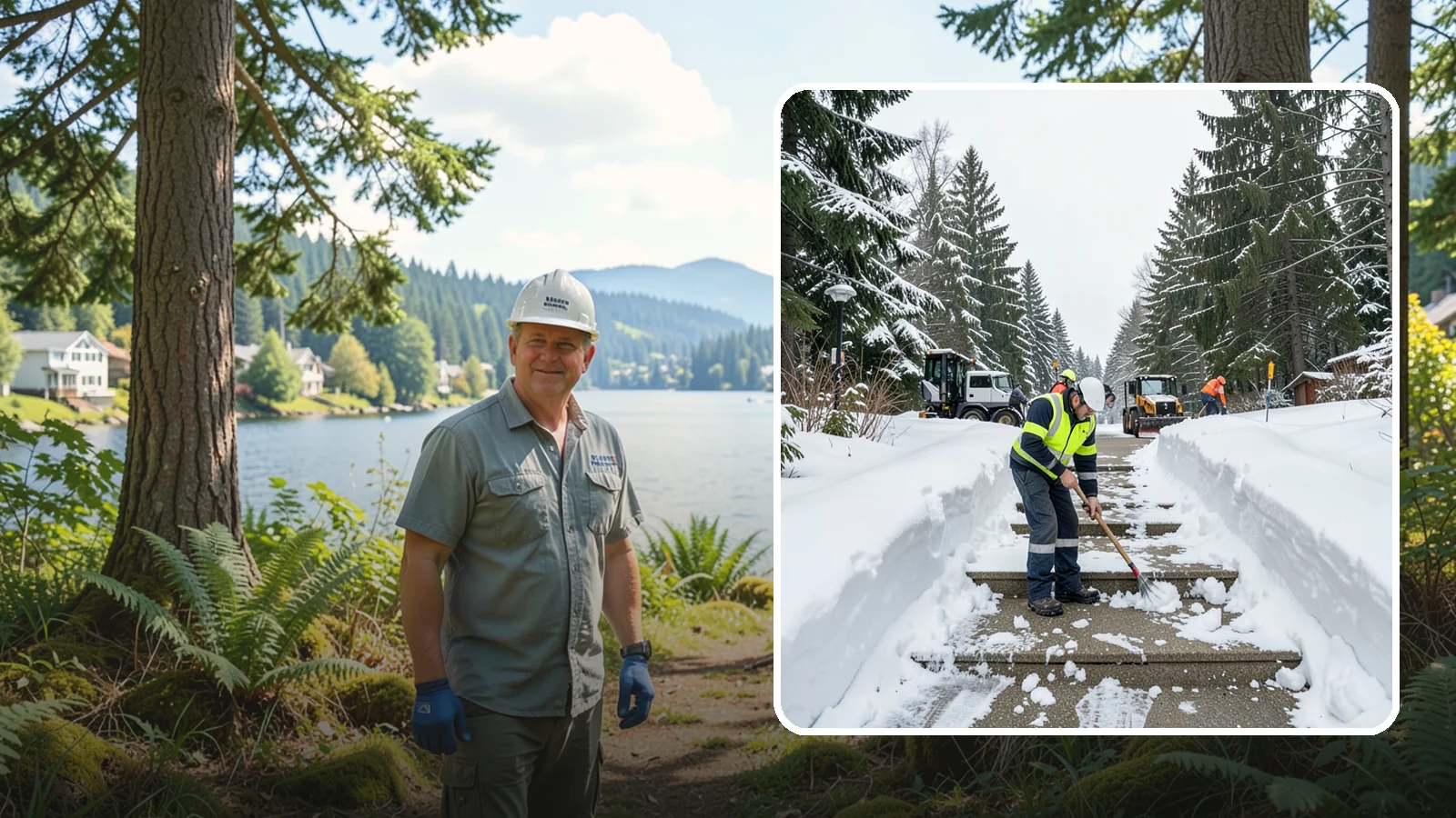 Stair Snow Removal in Milton, King County, WA - We clear exterior stairs tread by tread so every step is safe underfoot after a snowfall.