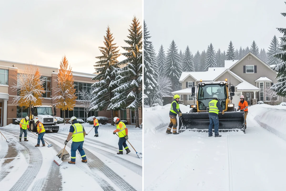 Stair Snow Removal in Monroe, Snohomish County, WA - Clear the top landing to create safe standing room
