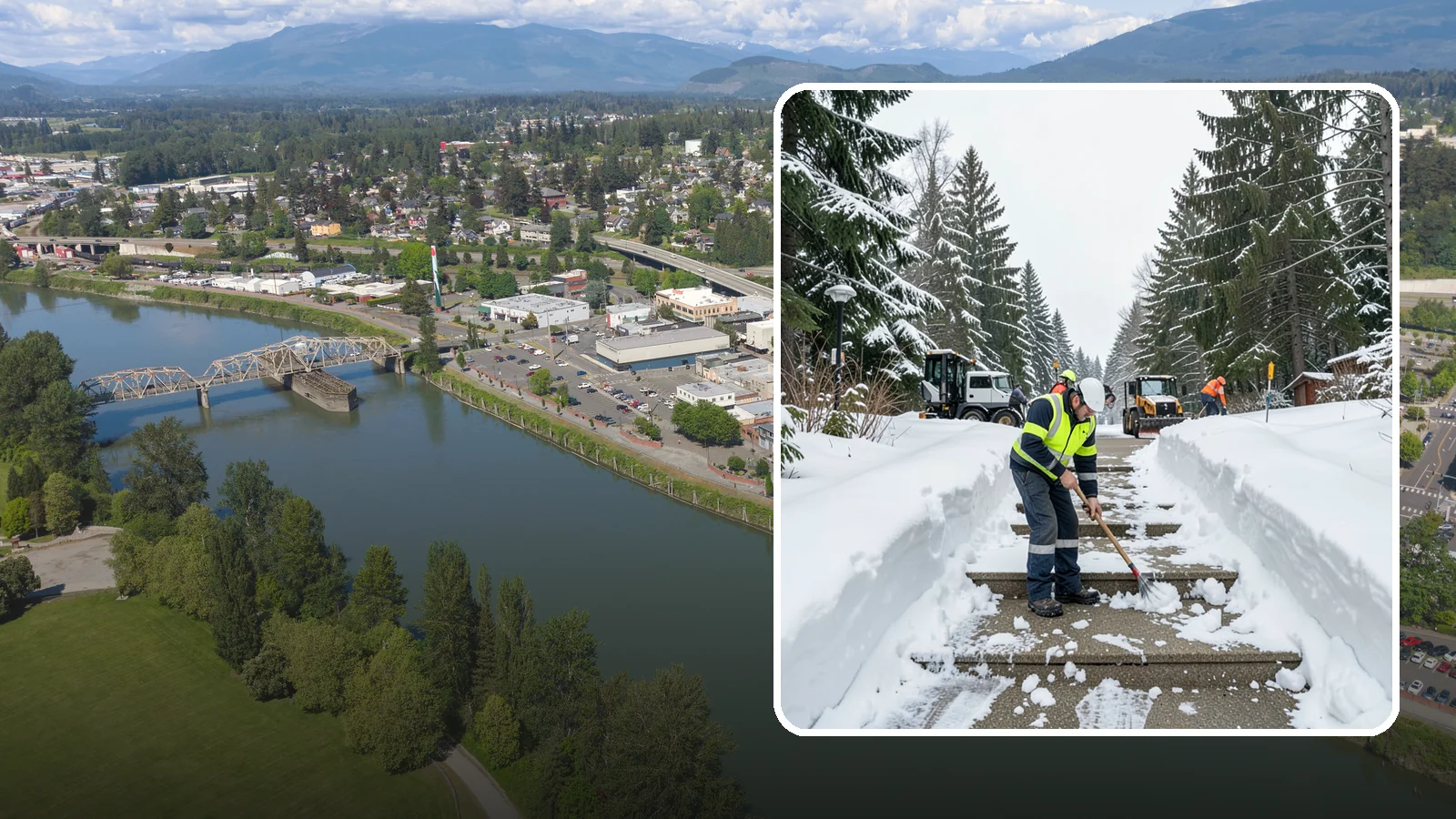 Stair Snow Removal in Mount Vernon, Skagit County, WA - We clear exterior stairs tread by tread so every step is safe underfoot after a snowfall.