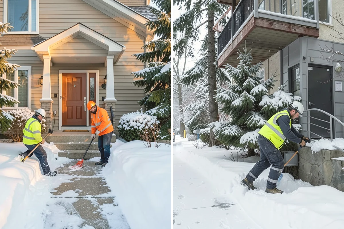 Stair Snow Removal in Mukilteo, Snohomish County, WA - Clear the top landing to create safe standing room