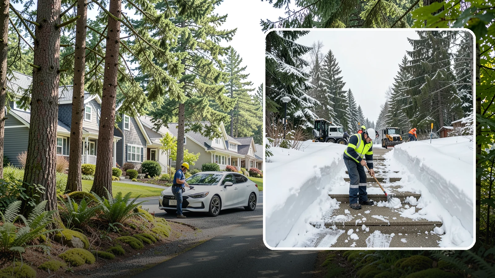 Stair Snow Removal in Normandy Park, King County, WA - We clear exterior stairs tread by tread so every step is safe underfoot after a snowfall.