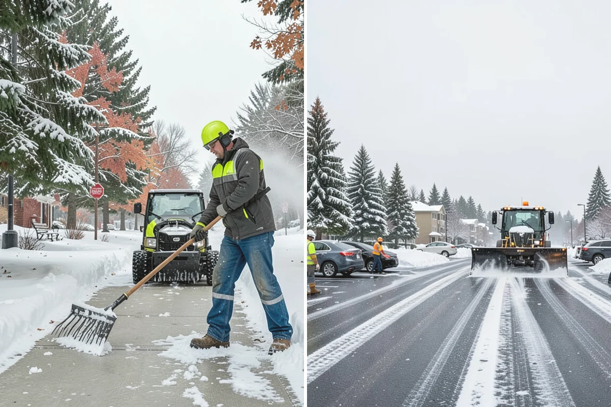 Stair Snow Removal in North Bend, King County, WA - Clear the top landing to create safe standing room