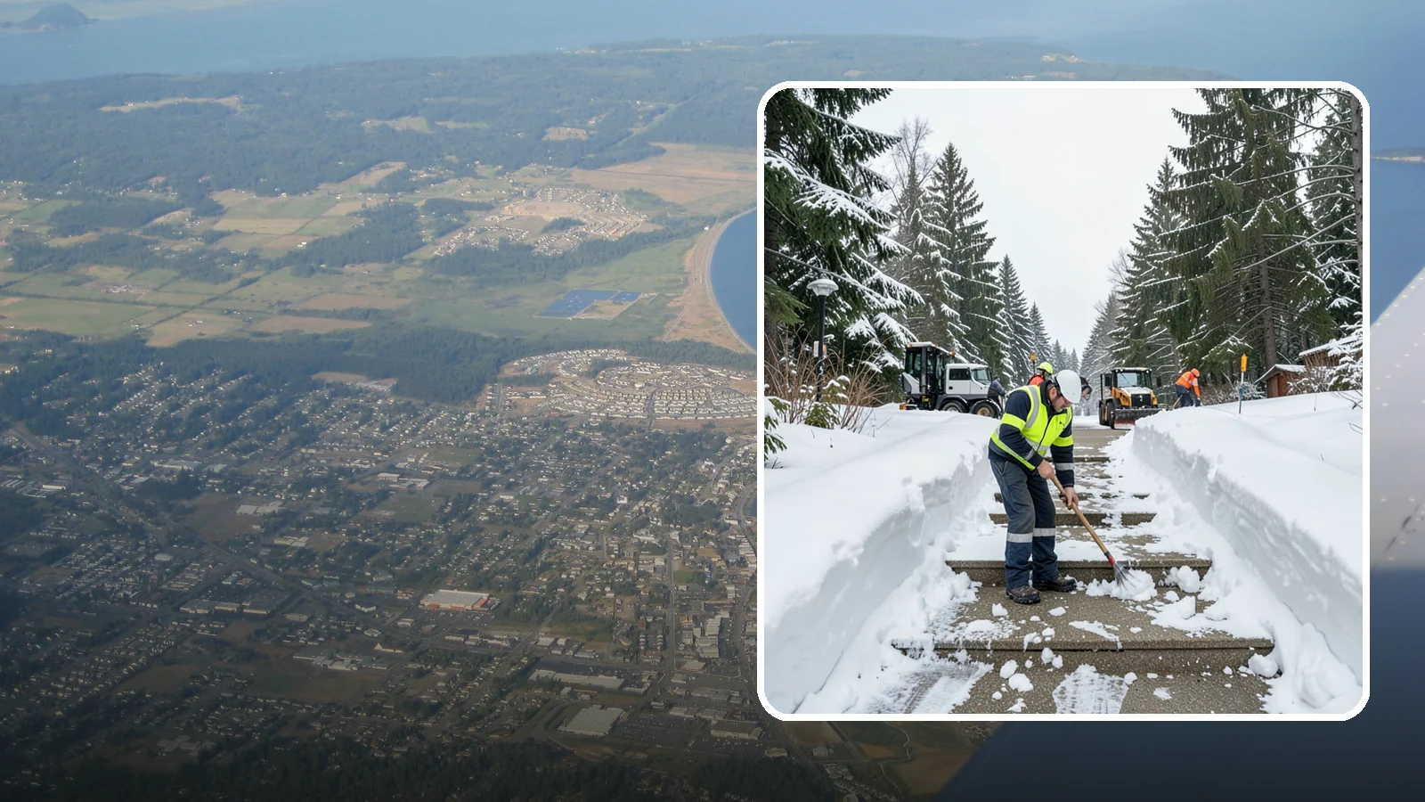 Stair Snow Removal in Oak Harbor, Island County, WA - We clear exterior stairs tread by tread so every step is safe underfoot after a snowfall.