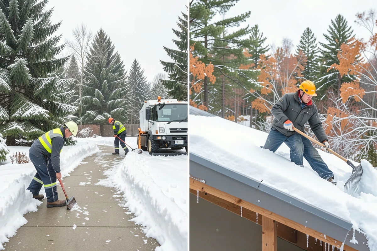 Stair Snow Removal in Oak Harbor, Island County, WA - Clear the top landing to create safe standing room