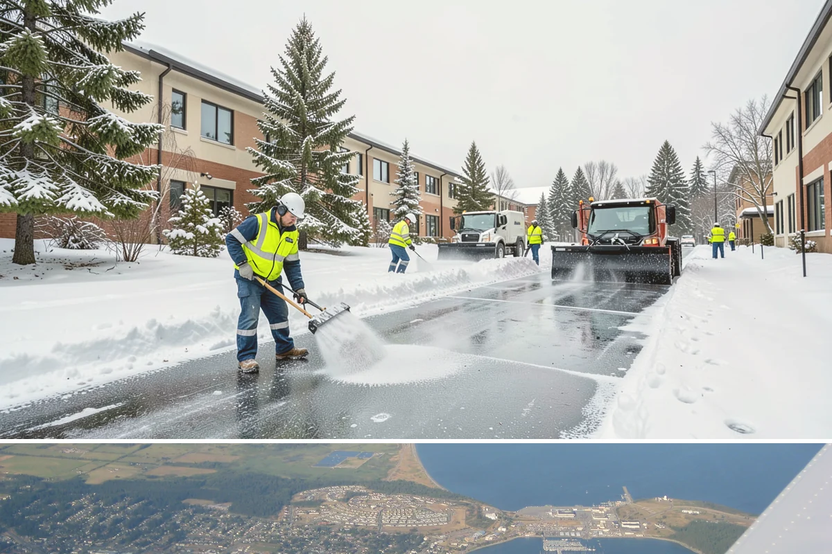 Stair Snow Removal in Oak Harbor, Island County, WA - Stairs demand clearing from the first snowfall through late-winter mornings when melt refreezes into invisible glaze on each...