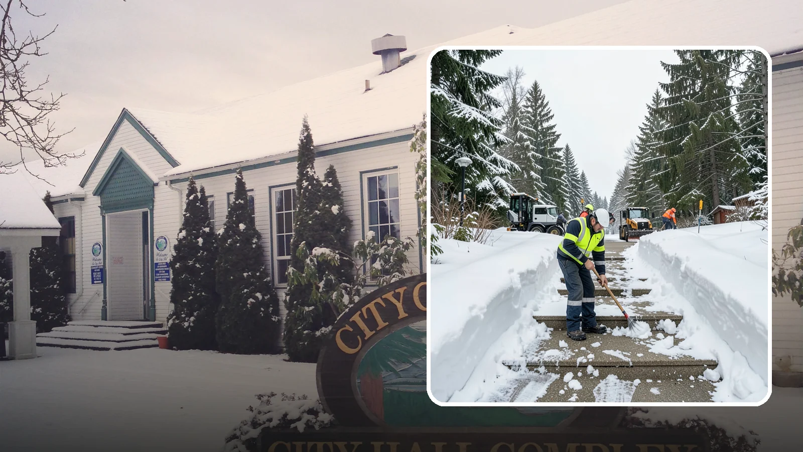 Stair Snow Removal in Pacific, King County, WA - We clear exterior stairs tread by tread so every step is safe underfoot after a snowfall.