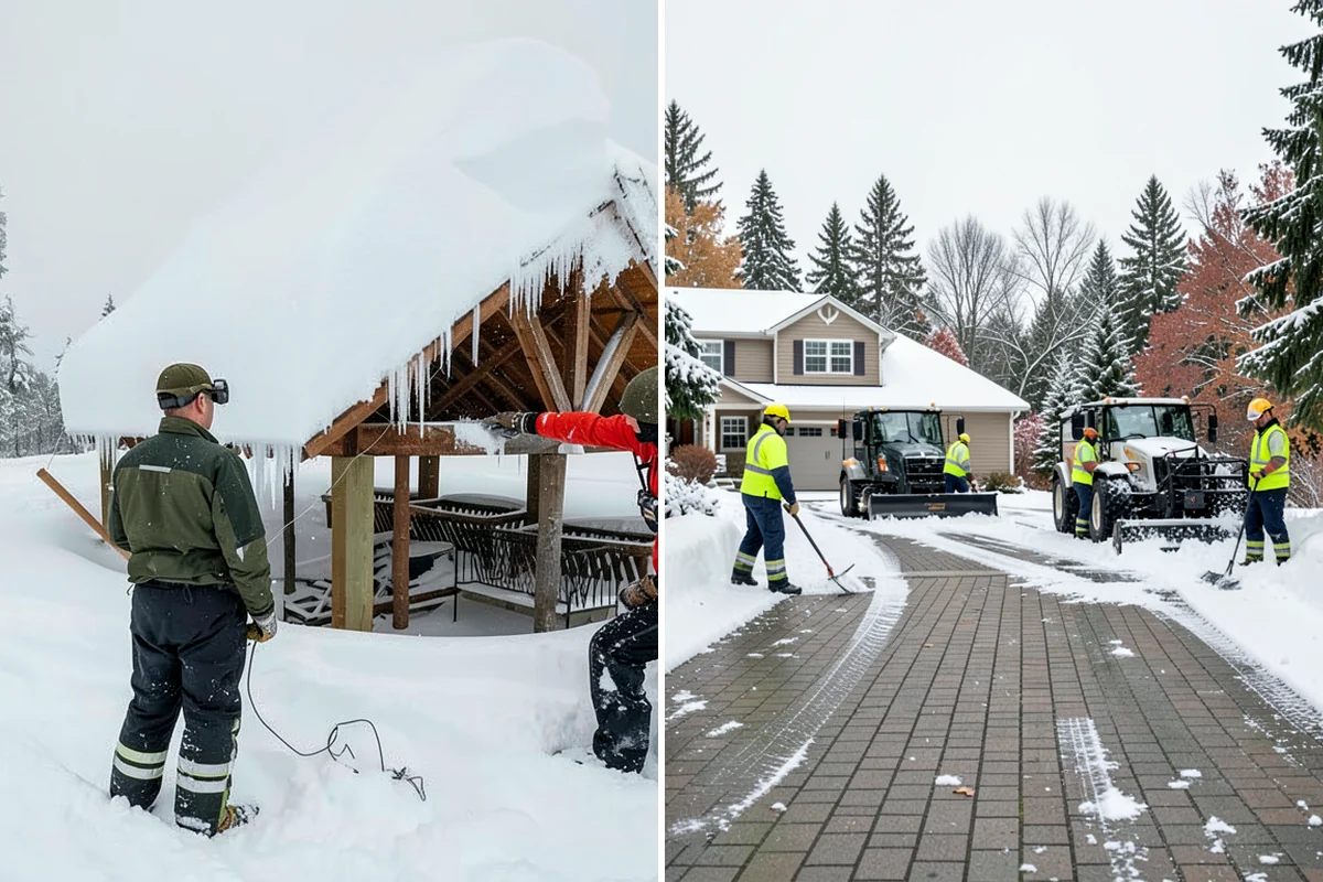 Stair Snow Removal in Pacific, King County, WA - Clear the top landing to create safe standing room