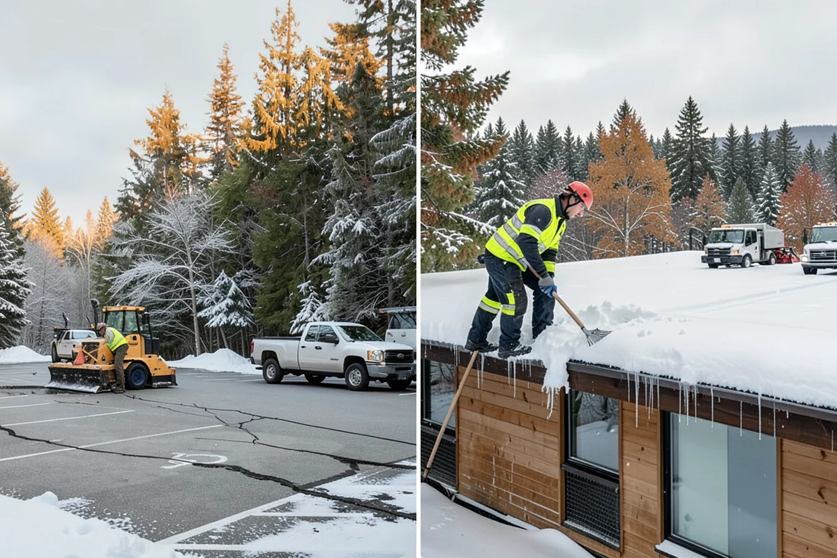 Stair Snow Removal in Seattle, King County, WA - Clear the top landing to create safe standing room