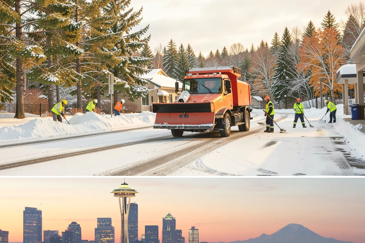 Stair Snow Removal in Seattle, King County, WA - Stairs demand clearing from the first snowfall through late-winter mornings when melt refreezes into invisible glaze on each...