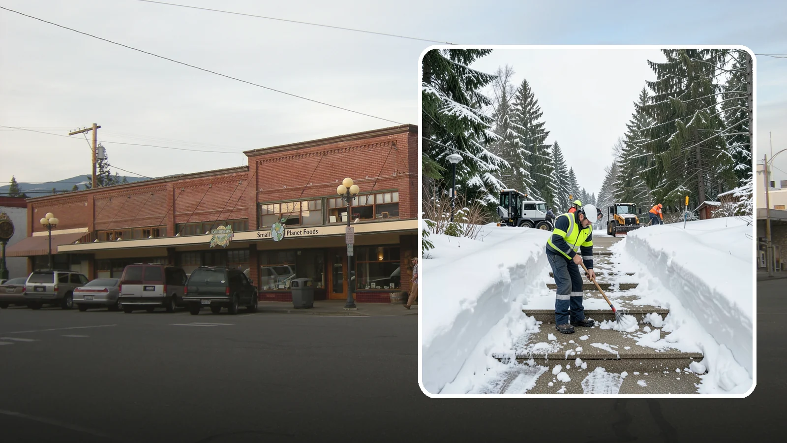 Stair Snow Removal in Sedro-Woolley, Skagit County, WA - We clear exterior stairs tread by tread so every step is safe underfoot after a snowfall.
