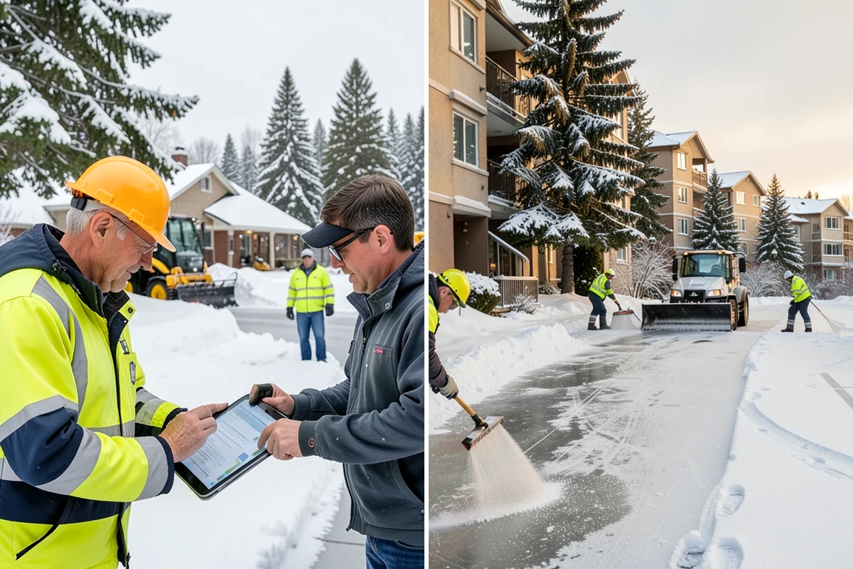 Stair Snow Removal in Sedro-Woolley, Skagit County, WA - Clear the top landing to create safe standing room