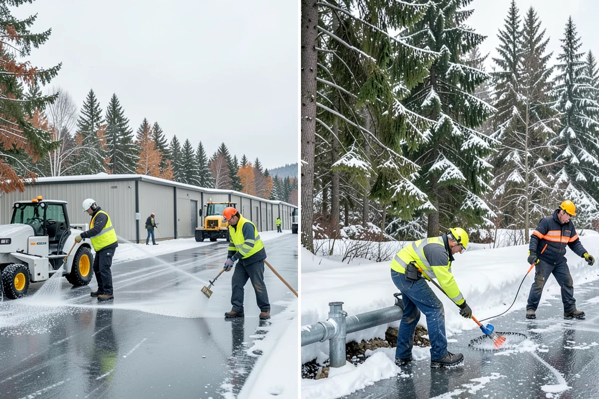 Stair Snow Removal in Shoreline, King County, WA - Clear the top landing to create safe standing room