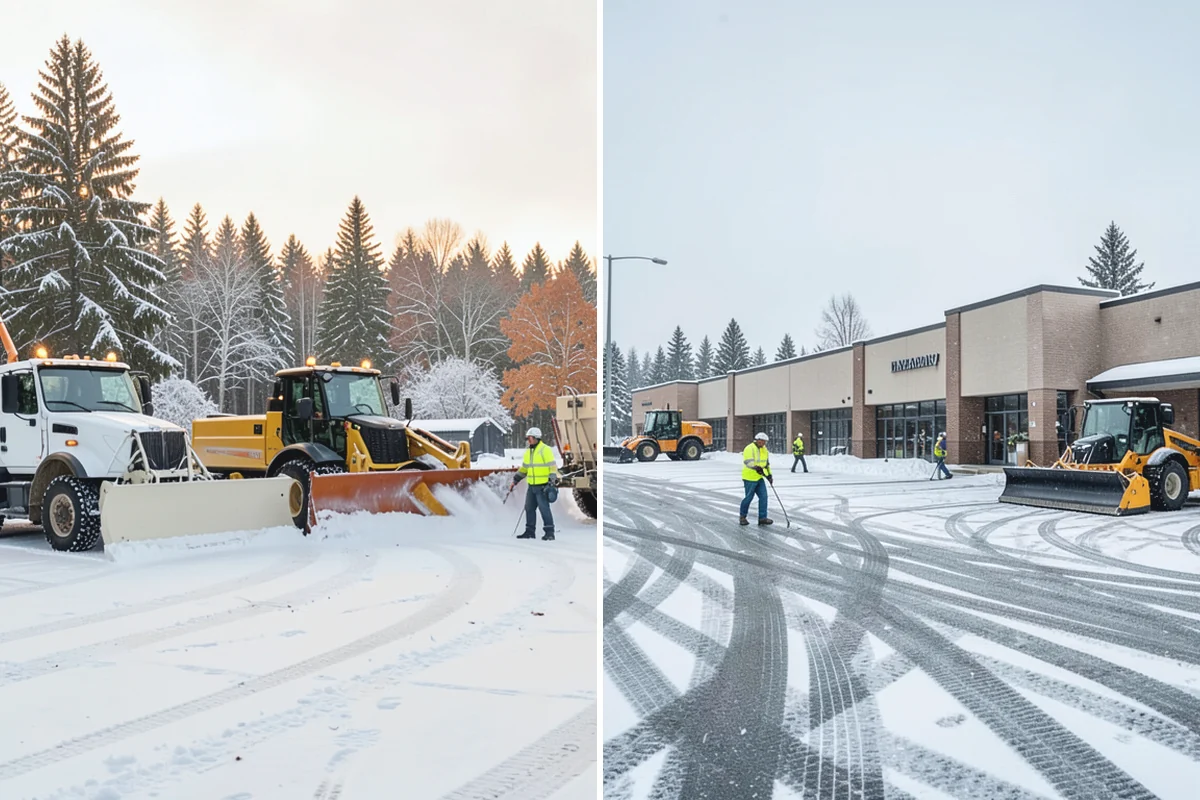 Stair Snow Removal in South Prairie, Pierce County, WA - Clear the top landing to create safe standing room