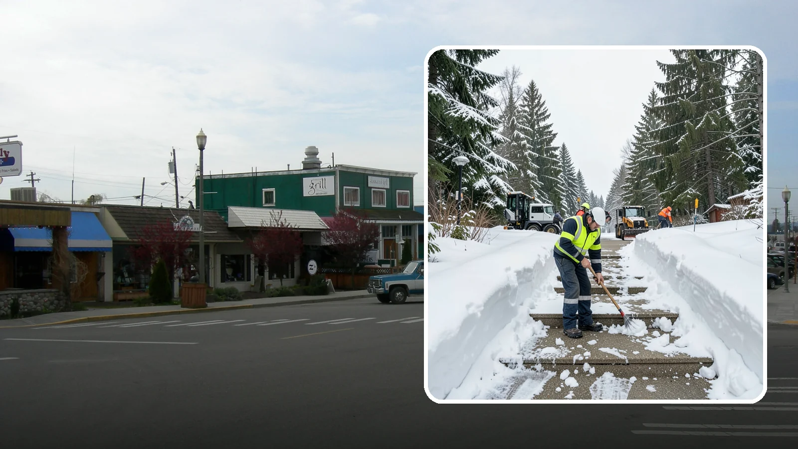 Stair Snow Removal in Stanwood, Snohomish County, WA - We clear exterior stairs tread by tread so every step is safe underfoot after a snowfall.