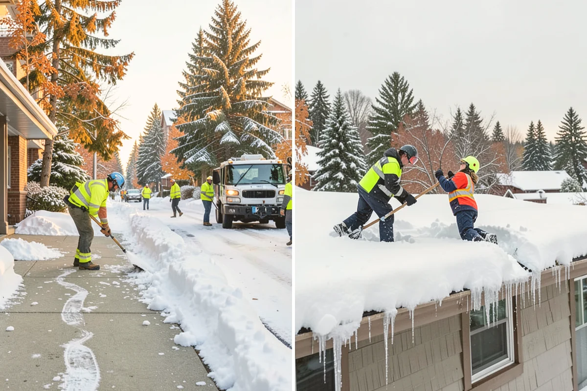 Stair Snow Removal in Stanwood, Snohomish County, WA - Clear the top landing to create safe standing room