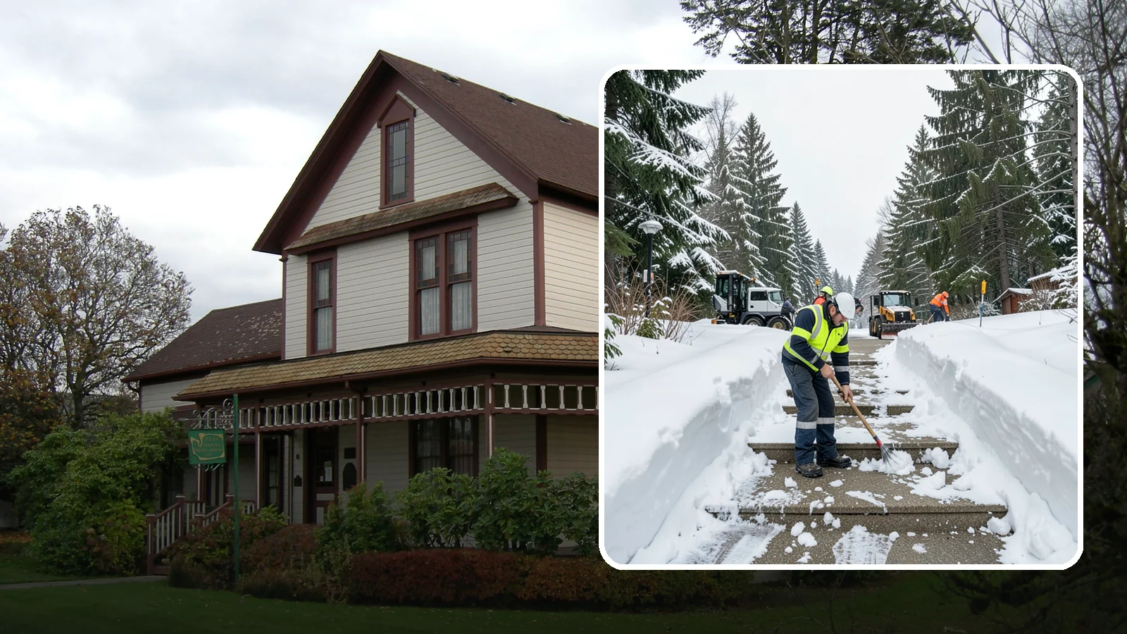 Stair Snow Removal in Sumner, Pierce County, WA - We clear exterior stairs tread by tread so every step is safe underfoot after a snowfall.