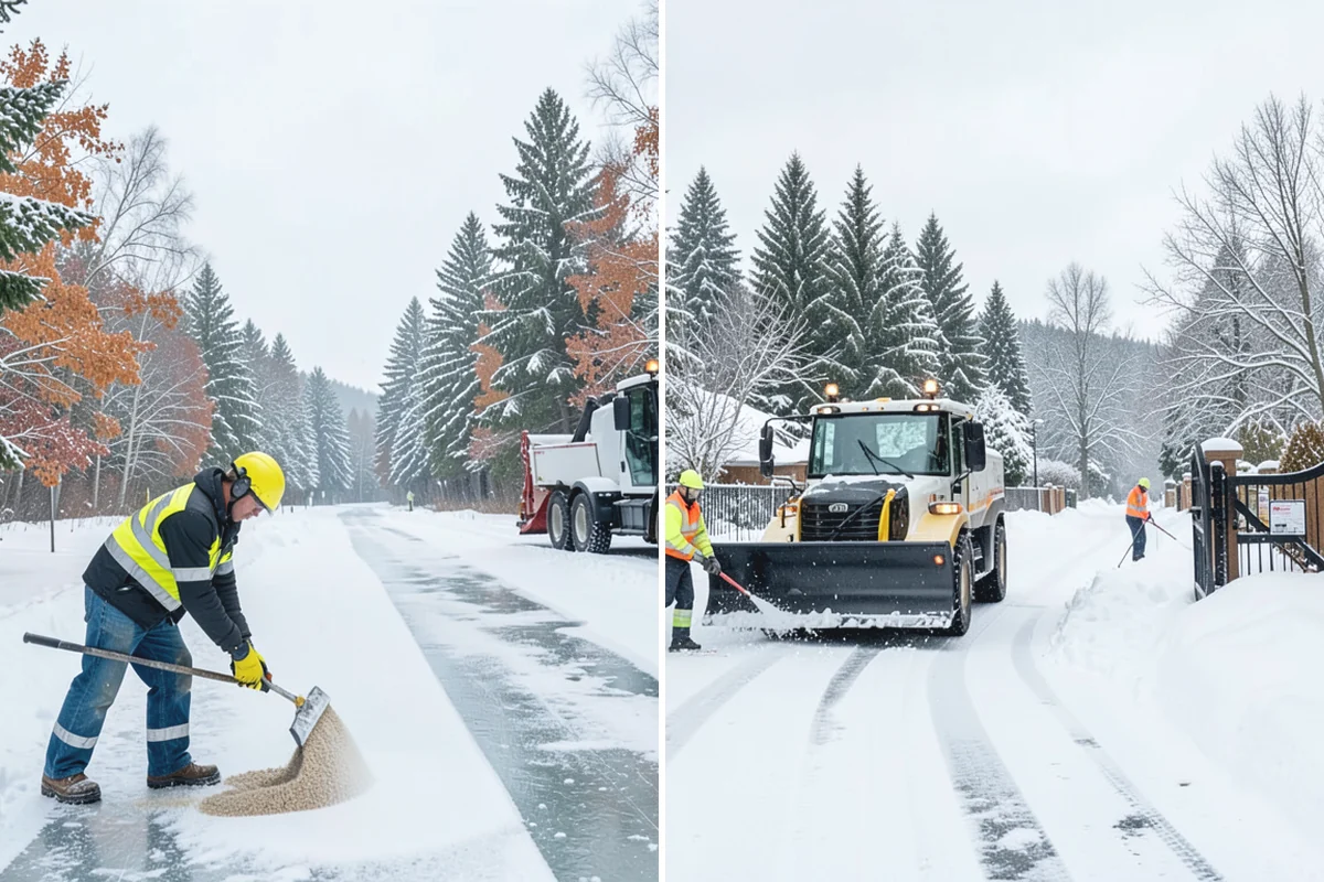Stair Snow Removal in Sumner, Pierce County, WA - Clear the top landing to create safe standing room
