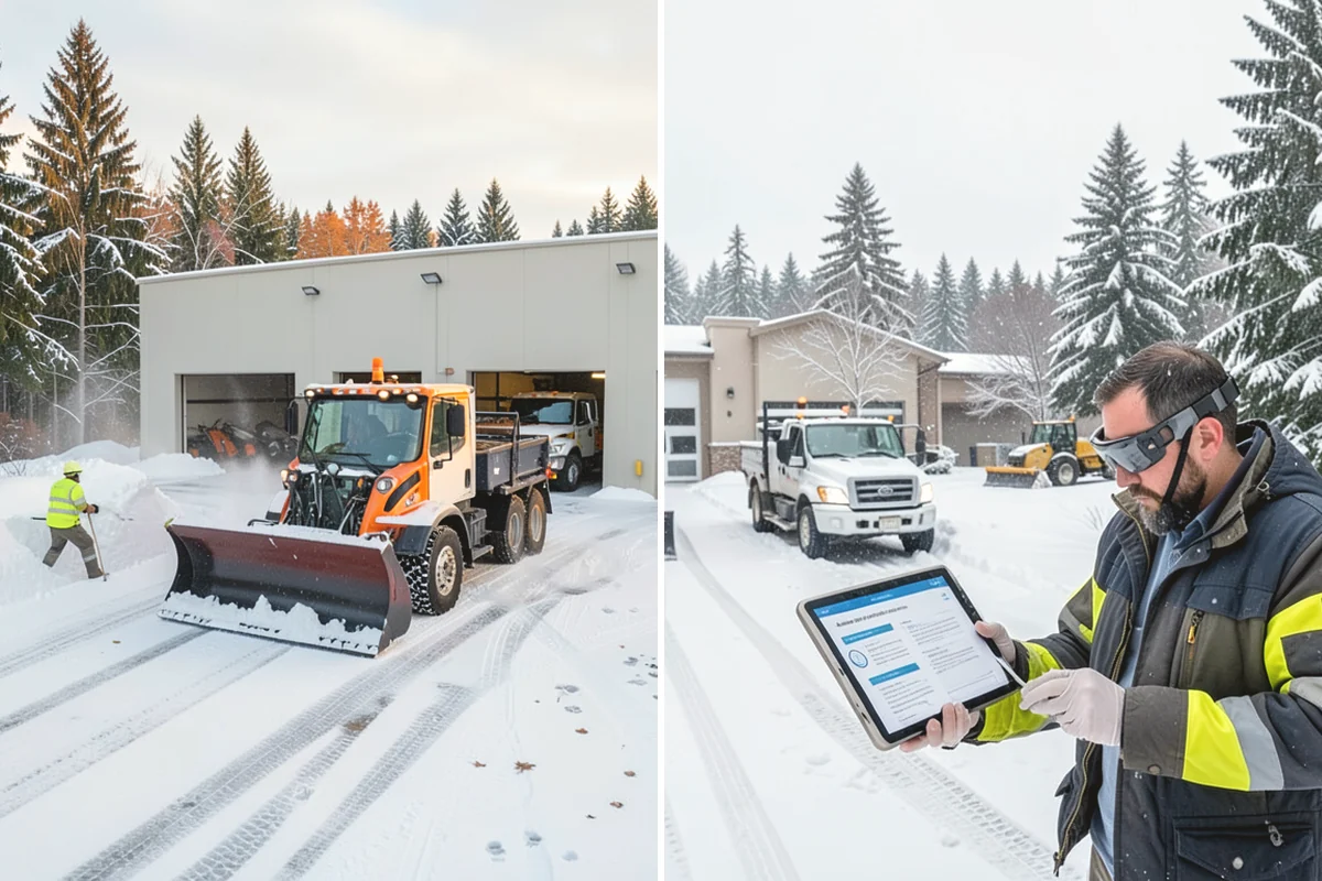 Stair Snow Removal in Tukwila, King County, WA - Clear the top landing to create safe standing room