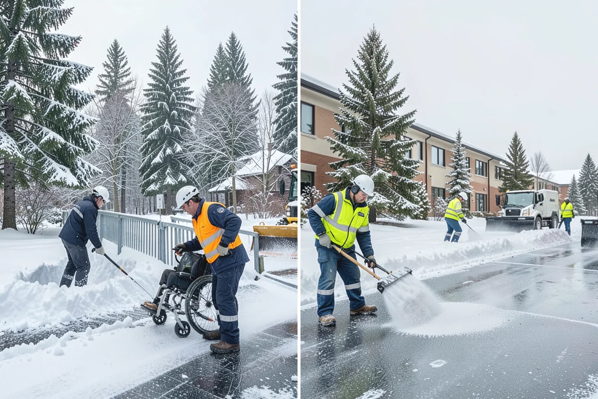 Stair Snow Removal in Wilkeson, Pierce County, WA - Clear the top landing to create safe standing room