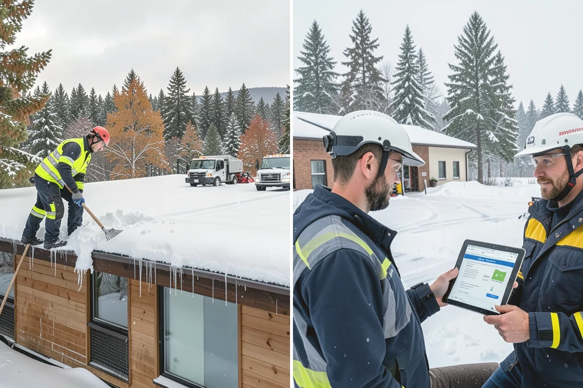 Stair Snow Removal in Yarrow Point, King County, WA - Clear the top landing to create safe standing room