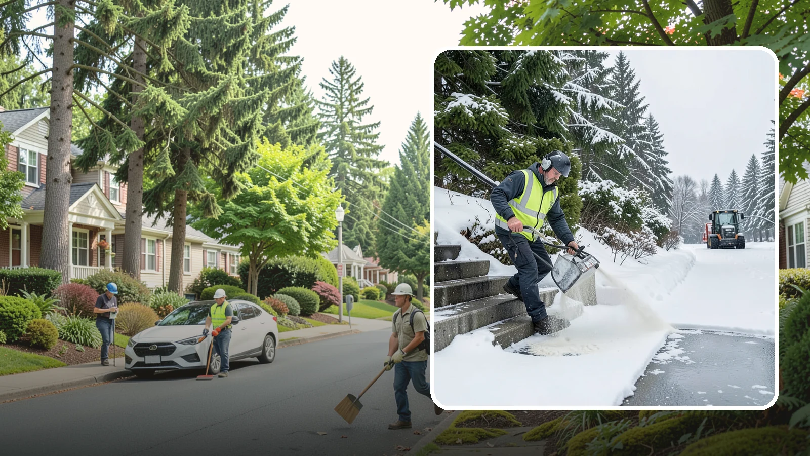 Stairs Deicing in Beaux Arts Village, King County, WA - Deicing of exterior stairs to clear the invisible glaze that makes steps the most fall-prone surface in a freeze.