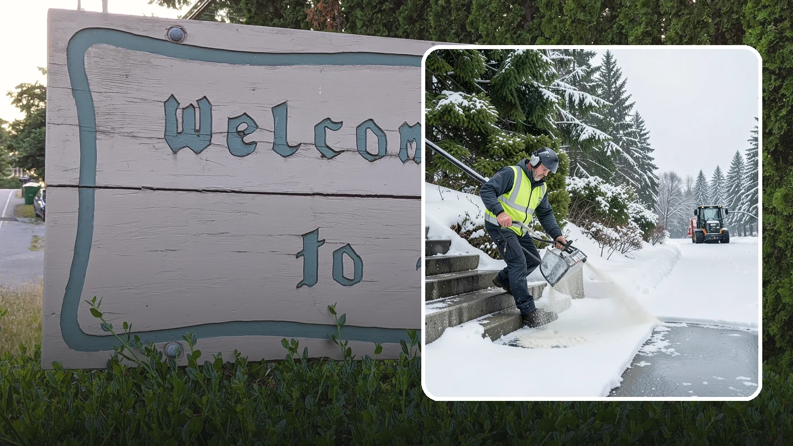 Stairs Deicing in Brier, Snohomish County, WA - Deicing of exterior stairs to clear the invisible glaze that makes steps the most fall-prone surface in a freeze.