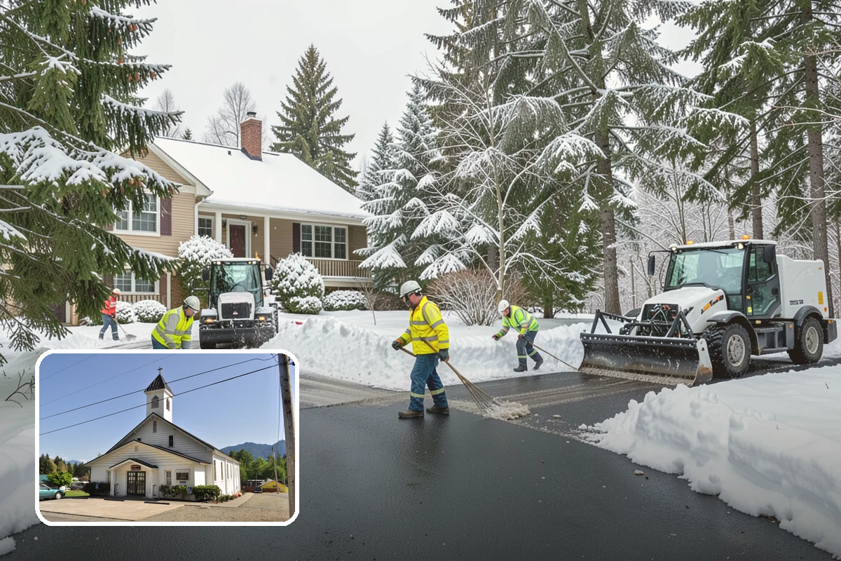 Stairs Deicing in Concrete, Skagit County, WA - Clears the invisible glaze that shoveling leaves behind