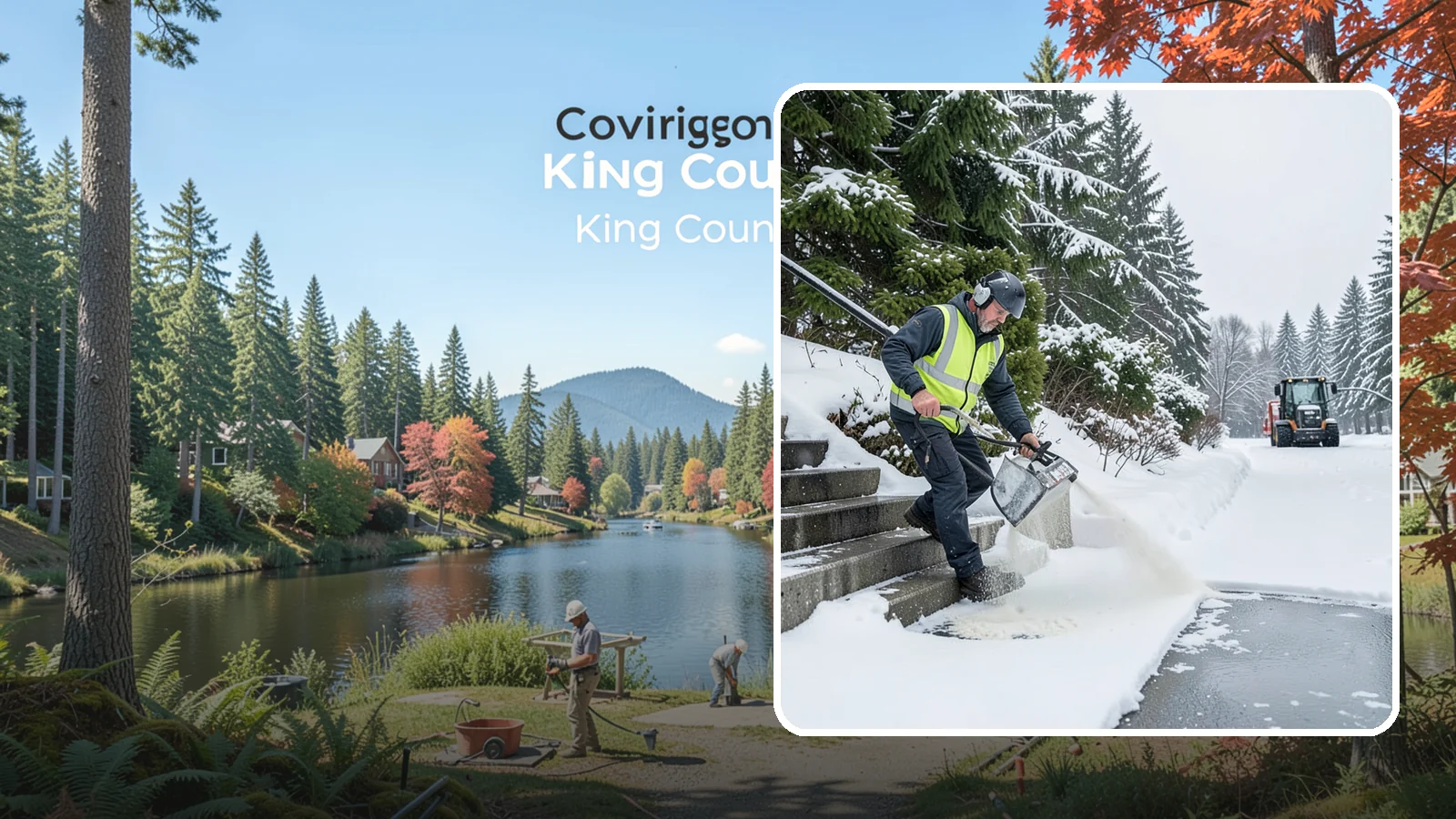 Stairs Deicing in Covington, King County, WA - Deicing of exterior stairs to clear the invisible glaze that makes steps the most fall-prone surface in a freeze.