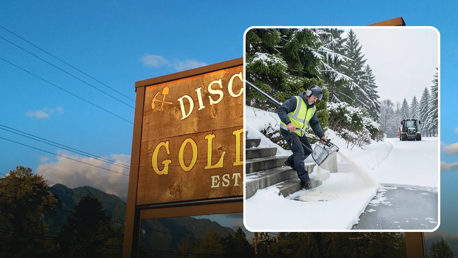 Stairs Deicing in Gold Bar, Snohomish County, WA - Deicing of exterior stairs to clear the invisible glaze that makes steps the most fall-prone surface in a freeze.
