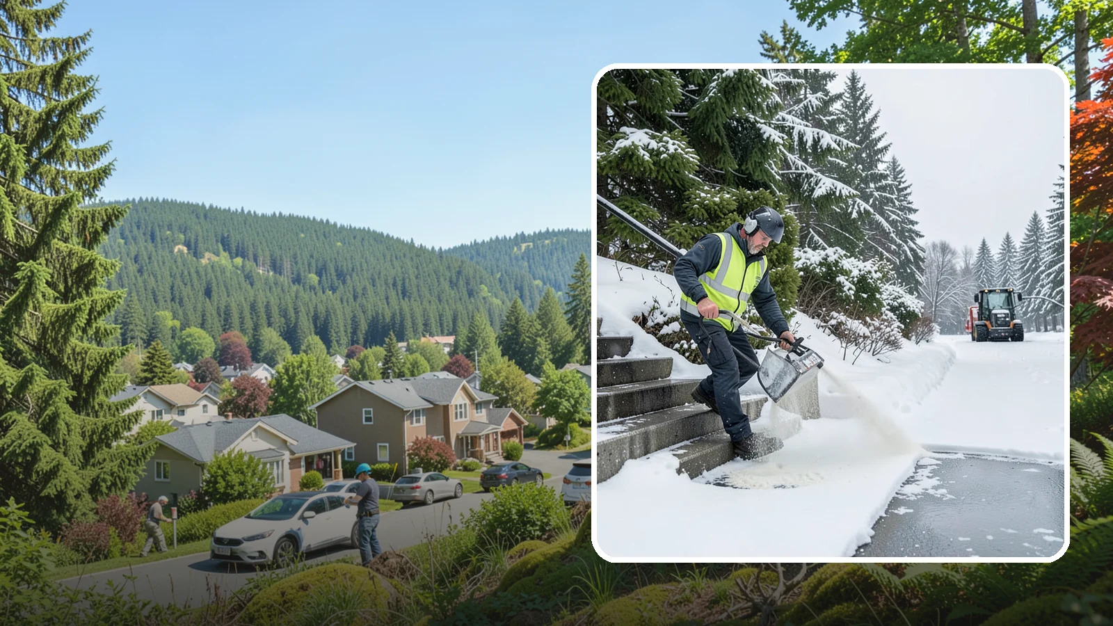Stairs Deicing in Index, Snohomish County, WA - Deicing of exterior stairs to clear the invisible glaze that makes steps the most fall-prone surface in a freeze.