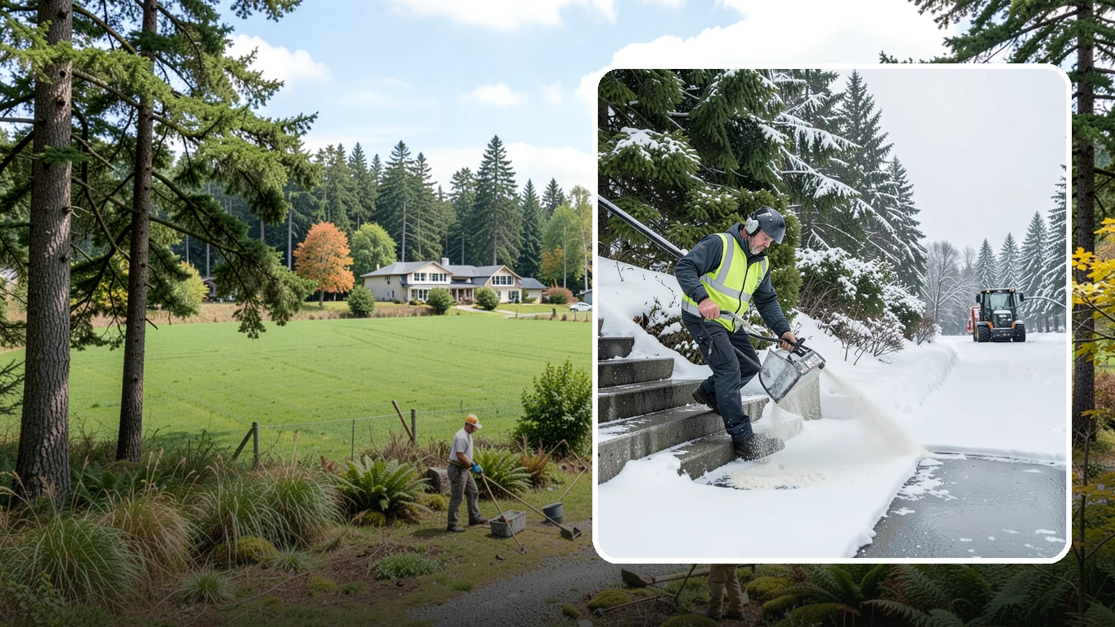 Stairs Deicing in Lyman, Skagit County, WA - Deicing of exterior stairs to clear the invisible glaze that makes steps the most fall-prone surface in a freeze.