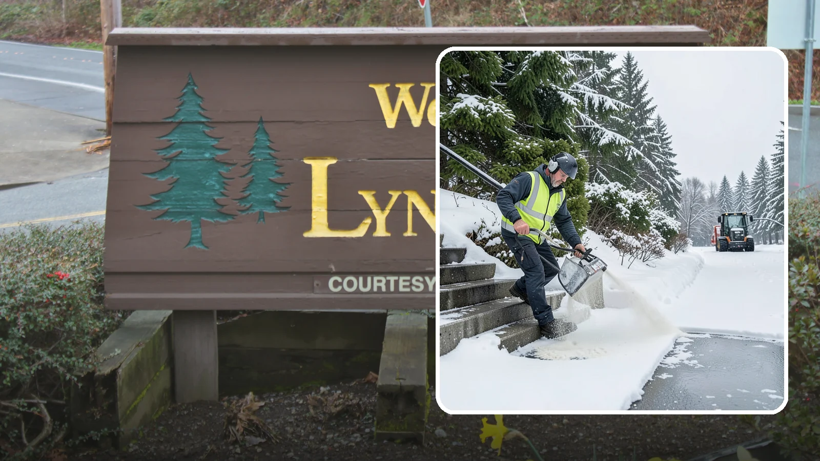Stairs Deicing in Lynnwood, Snohomish County, WA - Deicing of exterior stairs to clear the invisible glaze that makes steps the most fall-prone surface in a freeze.
