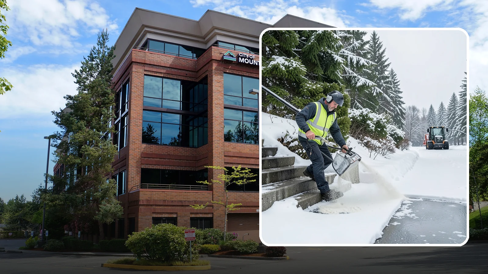 Stairs Deicing in Mountlake Terrace, Snohomish County, WA - Deicing of exterior stairs to clear the invisible glaze that makes steps the most fall-prone surface in a freeze.