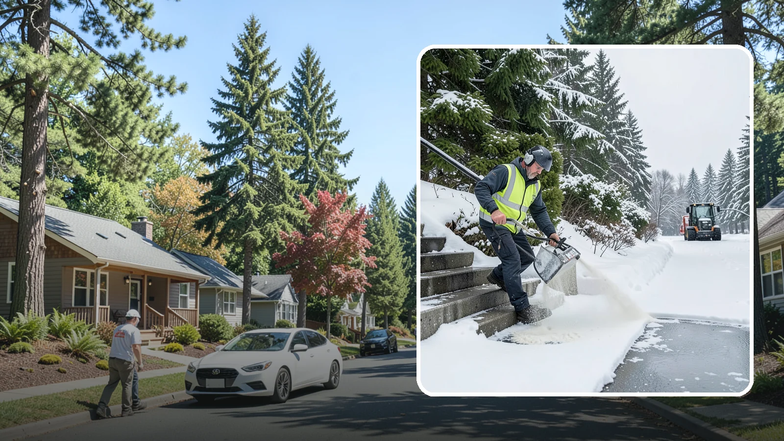Stairs Deicing in Orting, Pierce County, WA - Deicing of exterior stairs to clear the invisible glaze that makes steps the most fall-prone surface in a freeze.