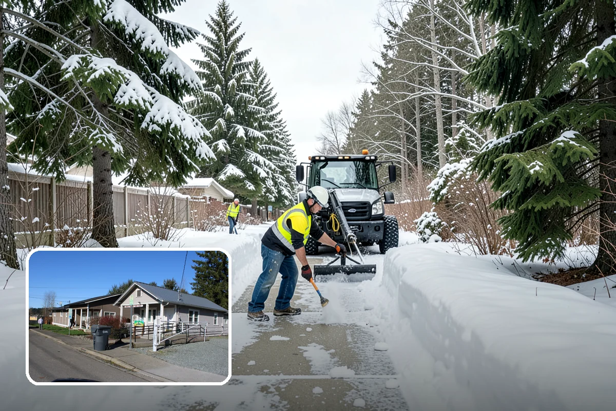 Stairs Deicing in South Prairie, Pierce County, WA - Clears the invisible glaze that shoveling leaves behind