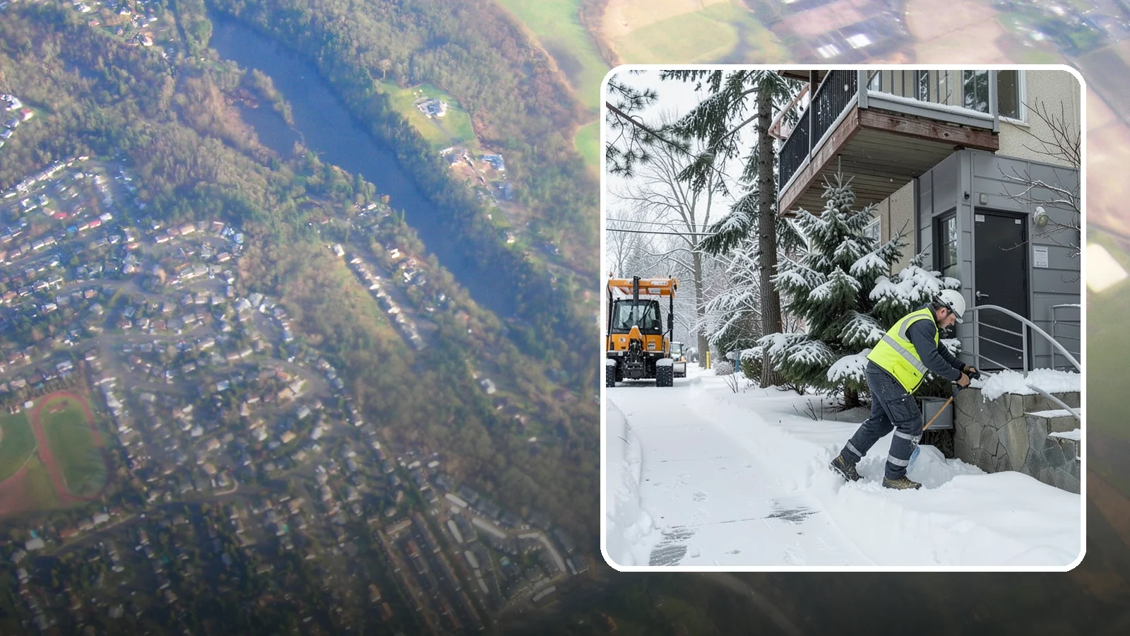 Stairs Snow Removal in Algona, King County, WA - Step-by-step clearing of exterior stairs where compacted snow and hidden ice create the highest slip risk on any property.