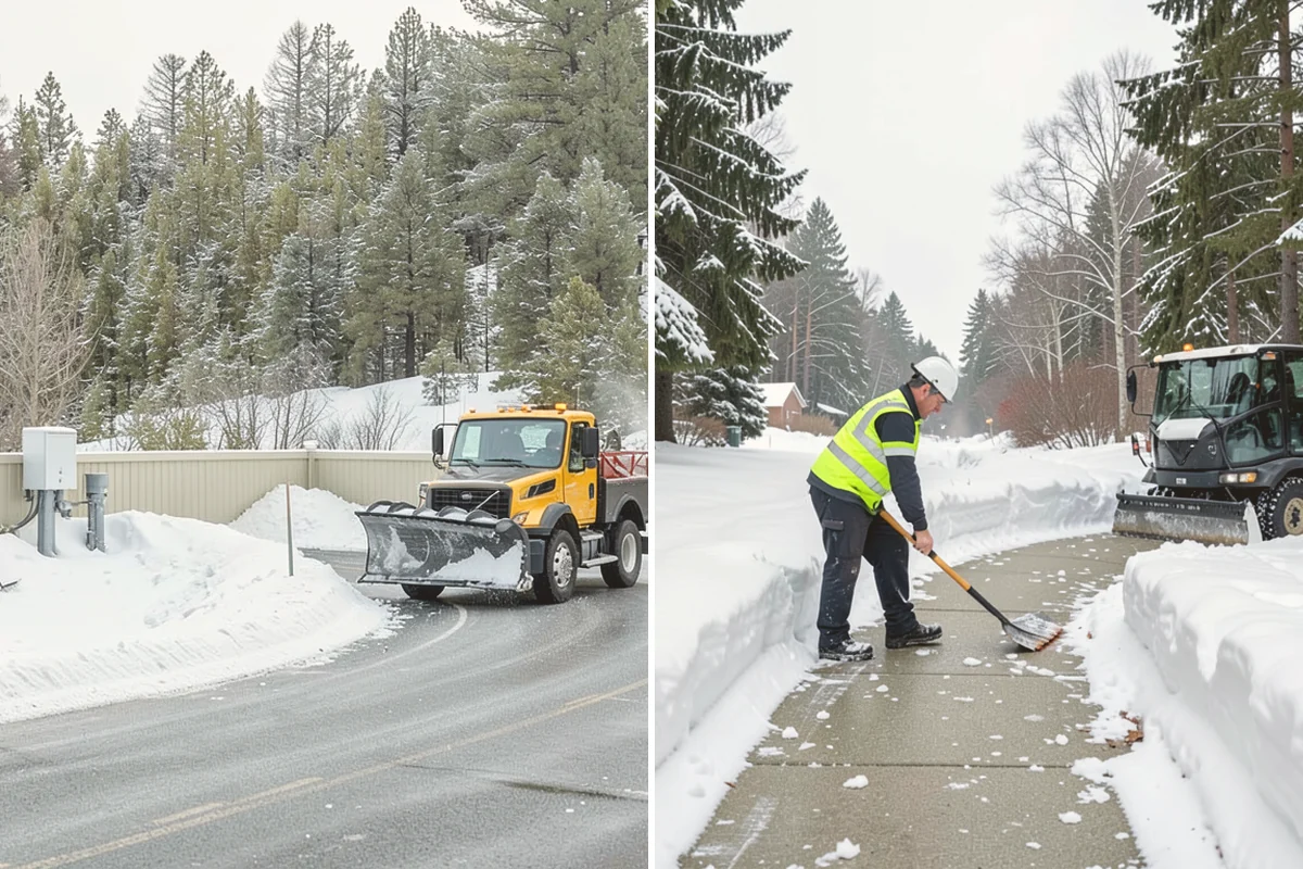 Stairs Snow Removal in Algona, King County, WA - Clear each tread and riser down to the surface by hand