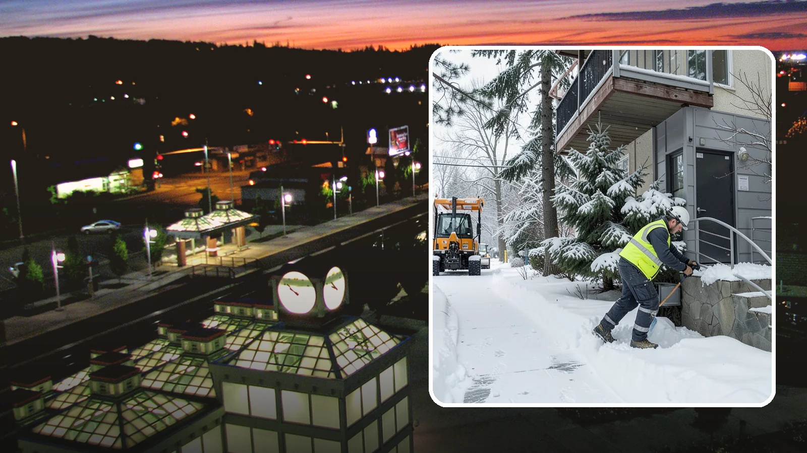 Stairs Snow Removal in Auburn, King County, WA - Step-by-step clearing of exterior stairs where compacted snow and hidden ice create the highest slip risk on any property.