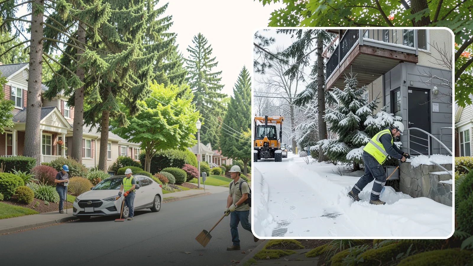 Stairs Snow Removal in Beaux Arts Village, King County, WA - Step-by-step clearing of exterior stairs where compacted snow and hidden ice create the highest slip risk on any property.